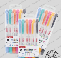 DONG-A ชุดปากกา Highlighter ปากกาไฮไลท์ ปากกาเน้นข้อความ TWINLINER-AS 0